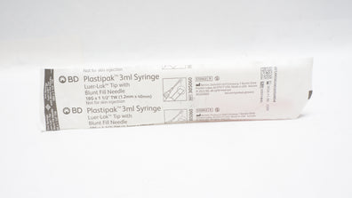 BD 305060 Plastipak Syringe 3ml Luer-Lok Tip w/Blunt Fill Ndle 18G x 1-1/2inch